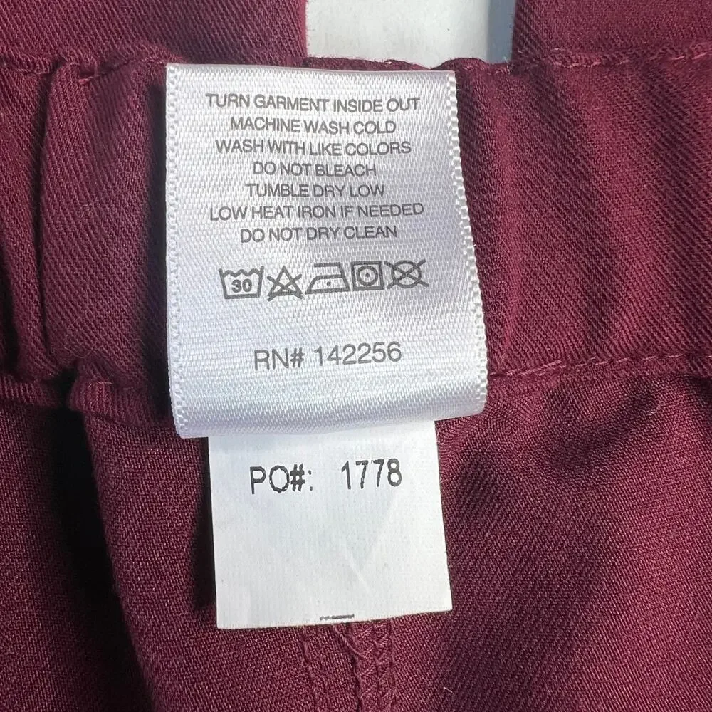 FIGS Pisco Basic Scrub Pants Burgundy Pull-on Elastic-Waist Straight Leg Size M